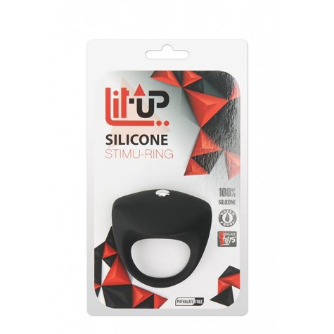 Чёрное эрекционное кольцо LIT-UP SILICONE STIMU RING 8